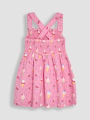 JoJo Maman Bébé Pink Ice Cream Cross Back Smocked Dress - Image 3 of 3