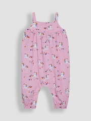 JoJo Maman Bébé Pink Unicorn Button Front Jumpsuit - Image 1 of 3