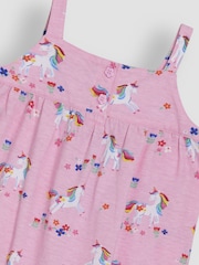 JoJo Maman Bébé Pink Unicorn Button Front Jumpsuit - Image 2 of 3