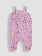 JoJo Maman Bébé Pink Unicorn Button Front Jumpsuit - Image 3 of 3