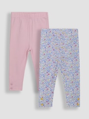 JoJo Maman Bébé Pink Cherry Ditsy Floral Leggings 2 Pack - Image 1 of 5
