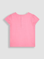JoJo Maman Bébé Fuchsia Pink Unicorn Applique Printed T-Shirts 2 Pack - Image 3 of 7