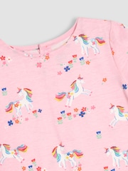 JoJo Maman Bébé Fuchsia Pink Unicorn Applique Printed T-Shirts 2 Pack - Image 7 of 7