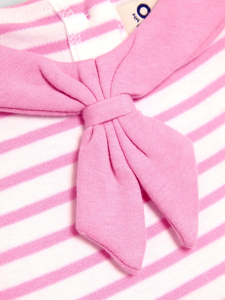 JoJo Maman Bébé Pink Stripe Short Sleeve Sailor 100% Cotton Dress - Image 3 of 3