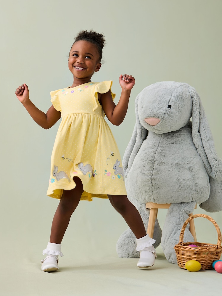 JoJo Maman Bébé Yellow Bunny Appliqué Summer Dress - Image 8 of 8
