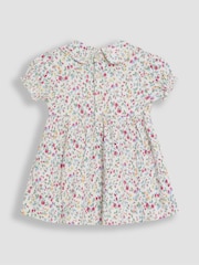 JoJo Maman Bébé Raspberry Pink Ditsy Floral Smocked Jersey Dress - Image 3 of 4