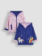 JoJo Maman Bébé Blue Unicorn Appliqué Reversible Hoodie - Image 1 of 8