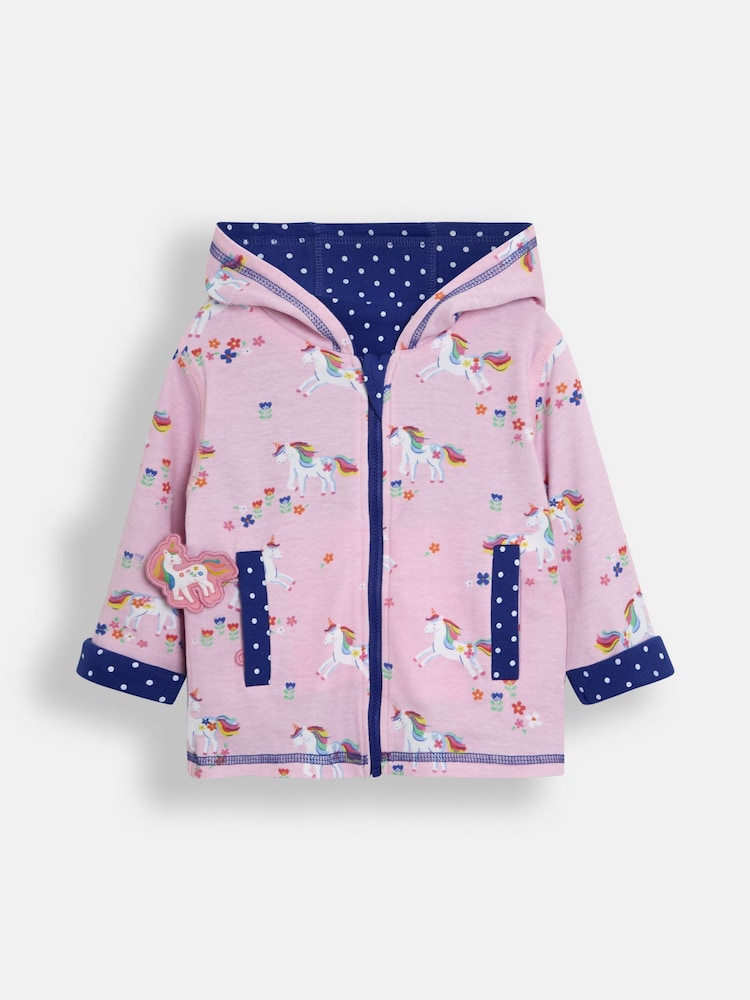 JoJo Maman Bébé Blue Unicorn Appliqué Reversible Hoodie - Image 4 of 8