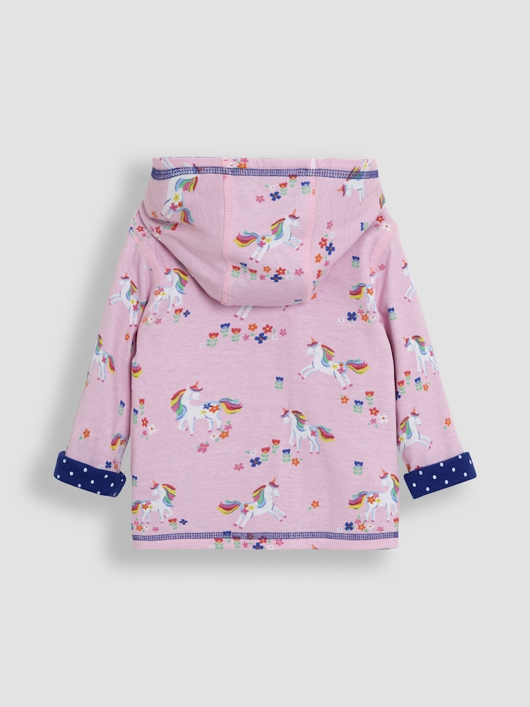 JoJo Maman Bébé Blue Unicorn Appliqué Reversible Hoodie - Image 5 of 8