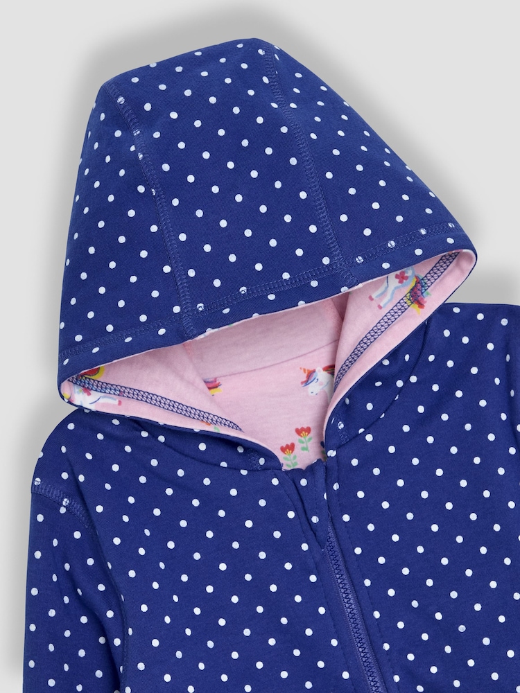 JoJo Maman Bébé Blue Unicorn Appliqué Reversible Hoodie - Image 6 of 8