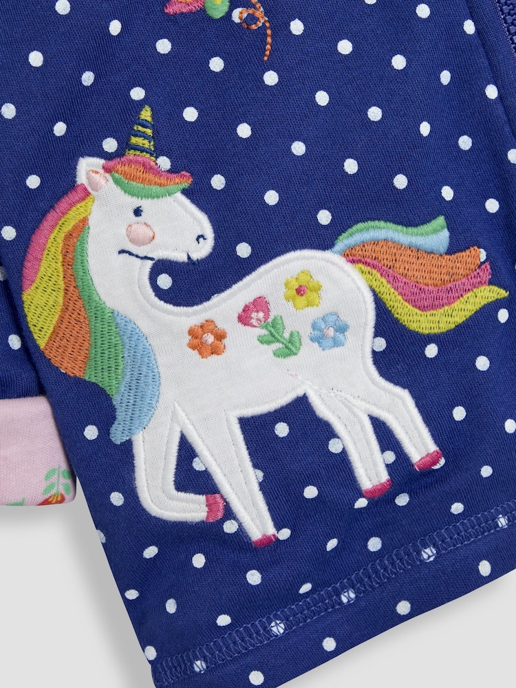 JoJo Maman Bébé Blue Unicorn Appliqué Reversible Hoodie - Image 8 of 8