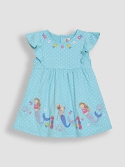 JoJo Maman Bébé Aqua Blue Mermaid Appliqué Summer Dress - Image 1 of 3