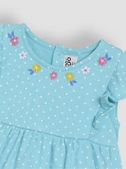 JoJo Maman Bébé Aqua Blue Mermaid Appliqué Summer Dress - Image 2 of 3