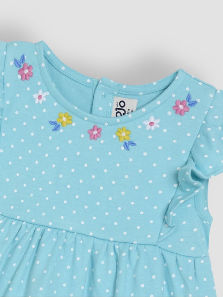 JoJo Maman Bébé Aqua Blue Mermaid Appliqué Summer Dress - Image 2 of 3