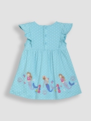 JoJo Maman Bébé Aqua Blue Mermaid Appliqué Summer Dress - Image 3 of 3