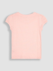 JoJo Maman Bébé Pink Bunny On Tractor Print Appliqué 100% Cotton T-Shirt - Image 2 of 3