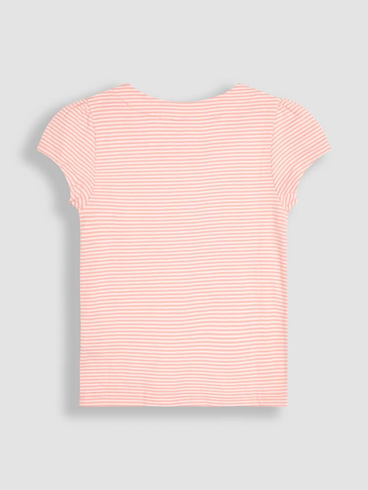 JoJo Maman Bébé Pink Bunny On Tractor Print Appliqué 100% Cotton T-Shirt - Image 2 of 3