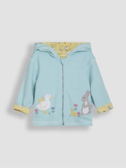 JoJo Maman Bébé Cornflower Blue Duck & Friends Appliqué Reversible Hoodie - Image 2 of 7