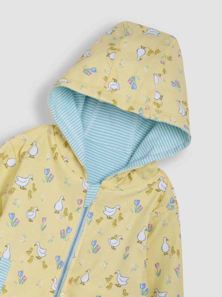 JoJo Maman Bébé Cornflower Blue Duck & Friends Appliqué Reversible Hoodie - Image 7 of 7