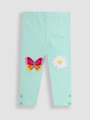 JoJo Maman Bébé Green Butterfly & Daisy Appliqué Knee Leggings 2 Pack - Image 2 of 6