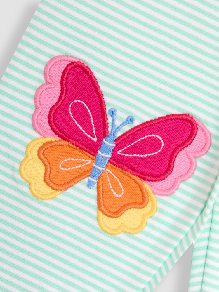 JoJo Maman Bébé Green Butterfly & Daisy Appliqué Knee Leggings 2 Pack - Image 6 of 6