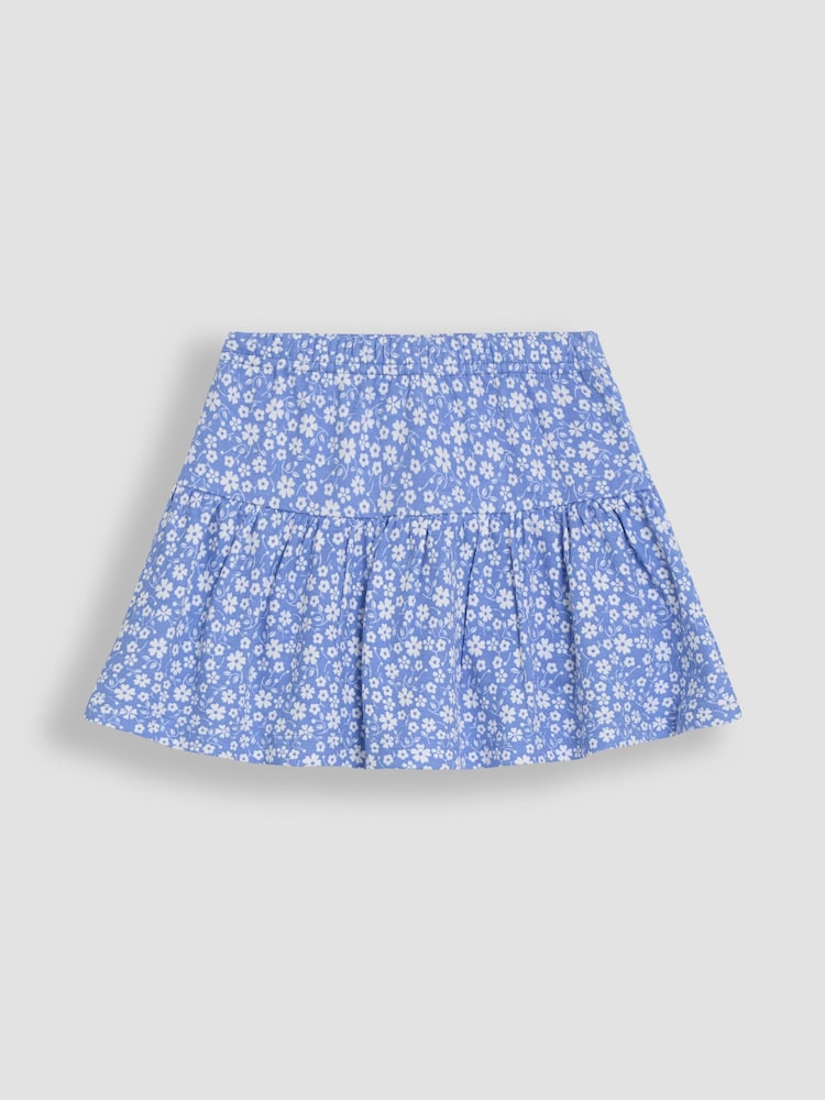 JoJo Maman Bébé Cornflower Blue Ditsy Floral Printed 100% Cotton Skort - Image 2 of 3