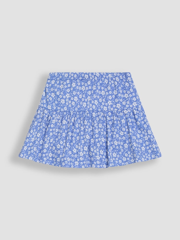 JoJo Maman Bébé Cornflower Blue Ditsy Floral Printed 100% Cotton Skort - Image 3 of 3