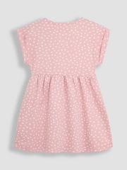 JoJo Maman Bébé Pink Spot Button Front 100% Cotton Dress - Image 2 of 3