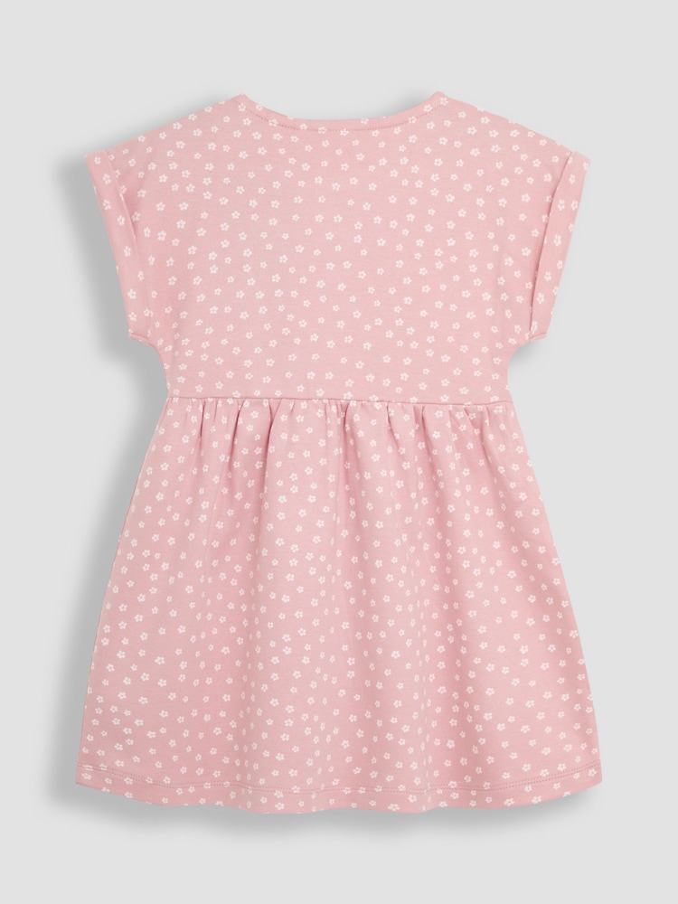 JoJo Maman Bébé Pink Spot Button Front 100% Cotton Dress - Image 2 of 3