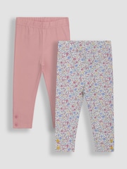 JoJo Maman Bébé Pink Ditsy Floral Leggings 2 Pack - Image 1 of 5