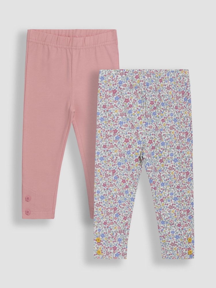 JoJo Maman Bébé Pink Ditsy Floral Leggings 2 Pack - Image 1 of 5