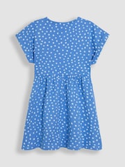 JoJo Maman Bébé Blue Spot Button Front 100% Cotton Dress - Image 2 of 3
