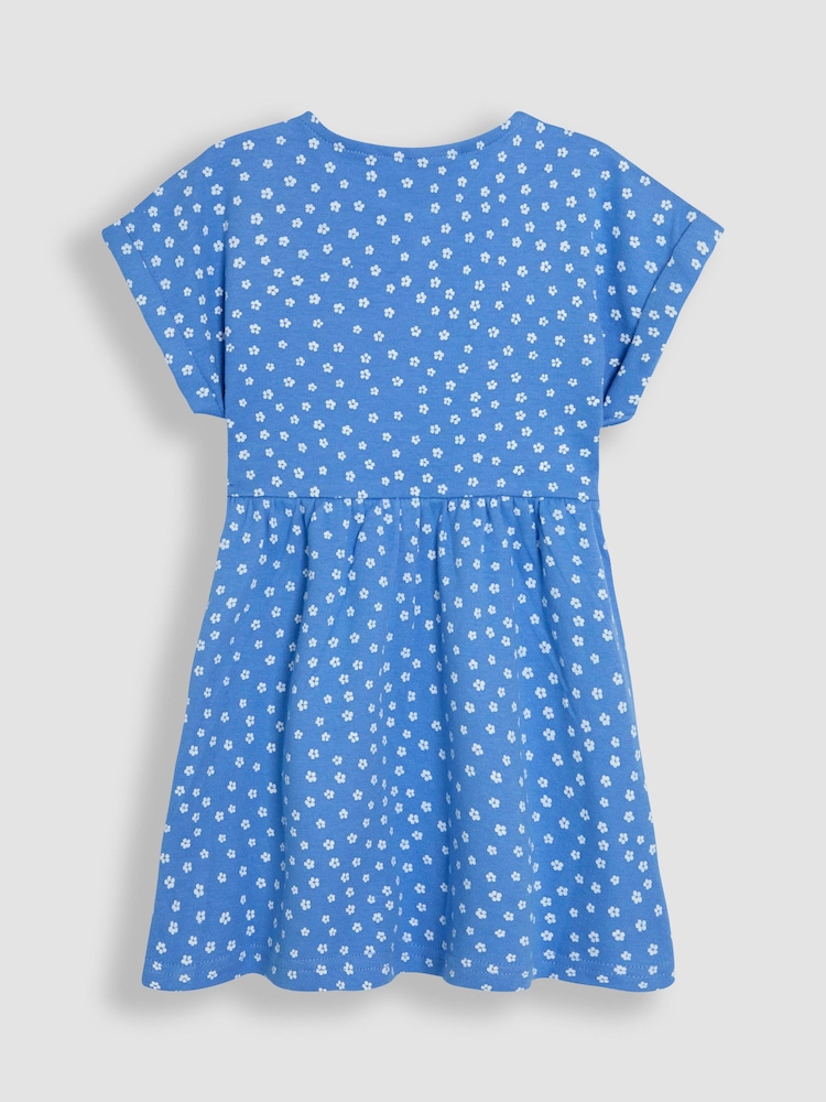 JoJo Maman Bébé Blue Spot Button Front 100% Cotton Dress - Image 2 of 3