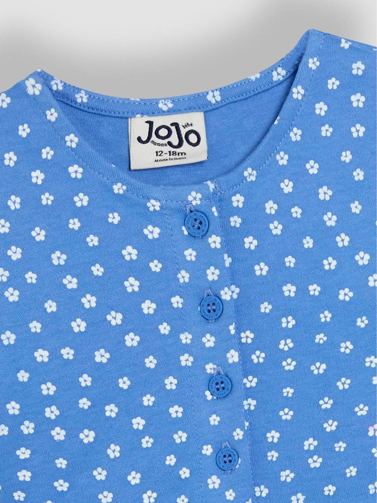 JoJo Maman Bébé Blue Spot Button Front 100% Cotton Dress - Image 3 of 3
