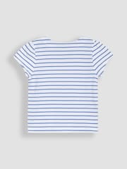 JoJo Maman Bébé Blue Flower & Bee Embroidered T-Shirt - Image 2 of 4