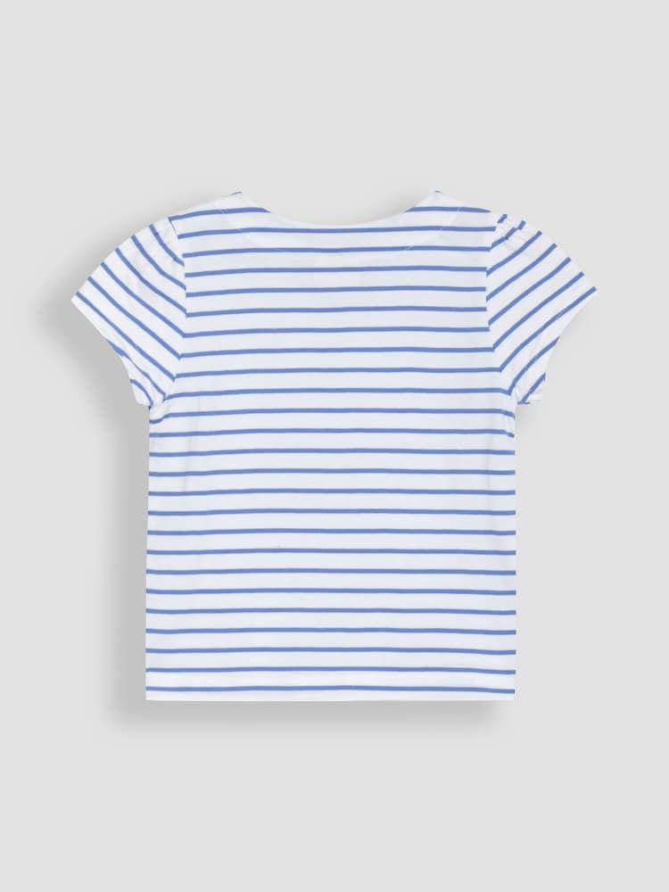 JoJo Maman Bébé Blue Flower & Bee Embroidered T-Shirt - Image 2 of 4 JoJo Maman Bébé Blue Flower & Bee Embroidered T-Shirt - Image 2 of 4