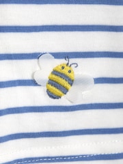 JoJo Maman Bébé Blue Flower & Bee Embroidered T-Shirt - Image 4 of 4