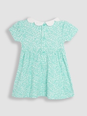 JoJo Maman Bébé Duck Egg Blue Ditsy Floral Smocked Jersey Dress - Image 3 of 5