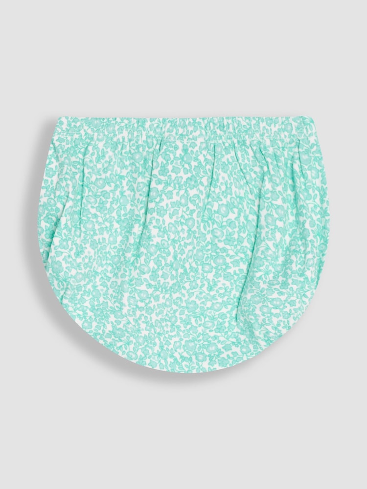 JoJo Maman Bébé Duck Egg Blue Ditsy Floral Smocked Jersey Dress - Image 5 of 5