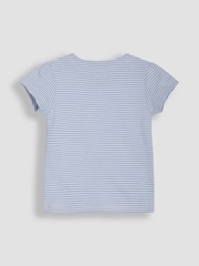 JoJo Maman Bébé Blue Duck Print Appliqué 100% Cotton T-Shirt - Image 2 of 3