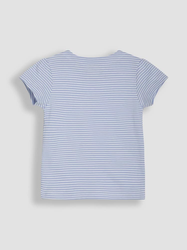 JoJo Maman Bébé Blue Duck Print Appliqué 100% Cotton T-Shirt - Image 2 of 3