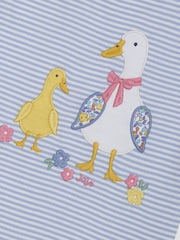 JoJo Maman Bébé Blue Duck Print Appliqué 100% Cotton T-Shirt - Image 3 of 3