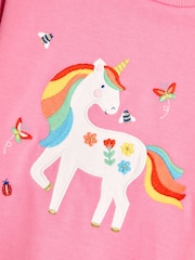 JoJo Maman Bébé Fuchsia Unicorn Appliqué Frill Sweatshirt & Leggings Set 2 Piece - Image 6 of 6