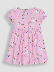 JoJo Maman Bébé Pink Unicorn Button Through Dress - Image 2 of 3