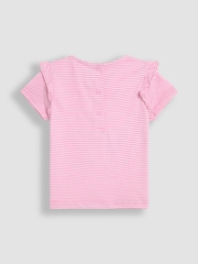 Розовый с единорогом - JoJo Maman Bébé Appliqué Frill Shoulder 100% Cotton T-Shirt - Изображение 2 из 4