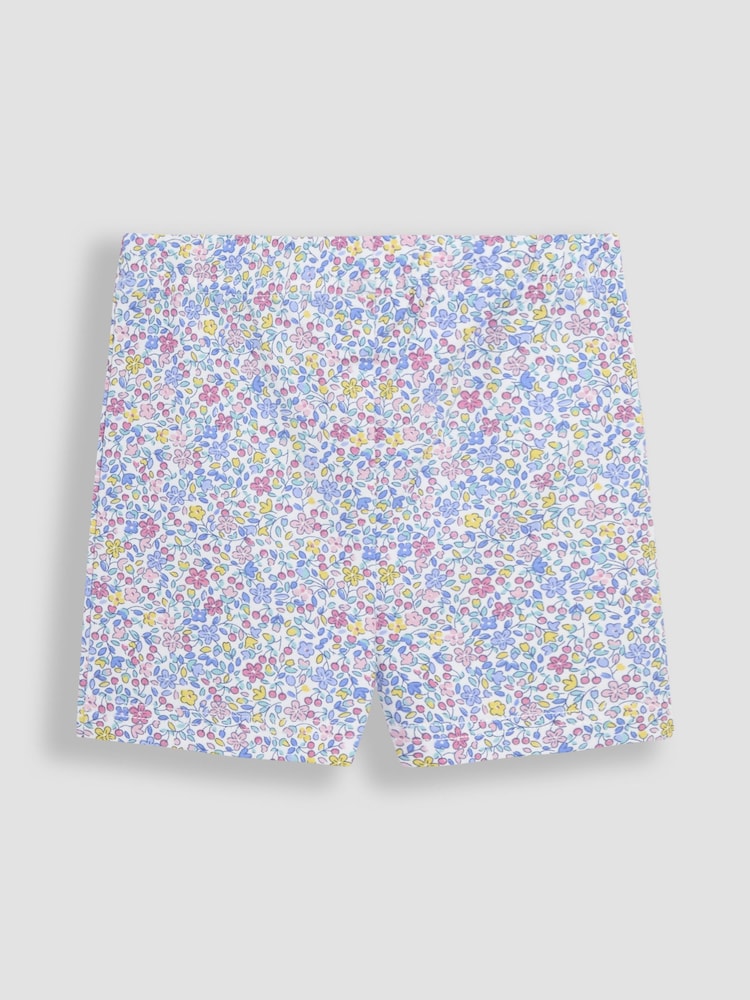 JoJo Maman Bébé Blue Ditsy Floral Print Shorts 2 Pack - Image 3 of 5