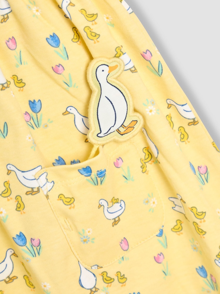 JoJo Maman Bébé Yellow Duck Button Front Dress - Image 4 of 4