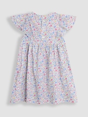 JoJo Maman Bébé Pink Ditsy Floral Print 100% Cotton Dress - Image 2 of 3
