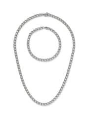 Stainless Steel Curb Chain Necklace and Bracelet Gift Set - Image 2 of 3