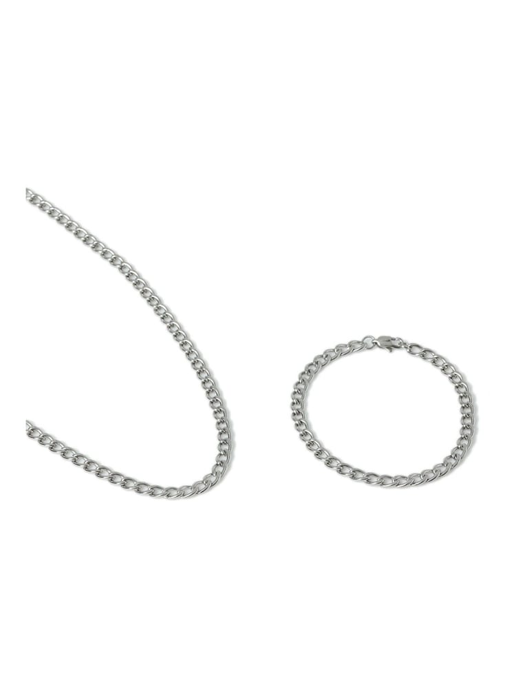 Stainless Steel Curb Chain Necklace and Bracelet Gift Set - Image 3 of 3